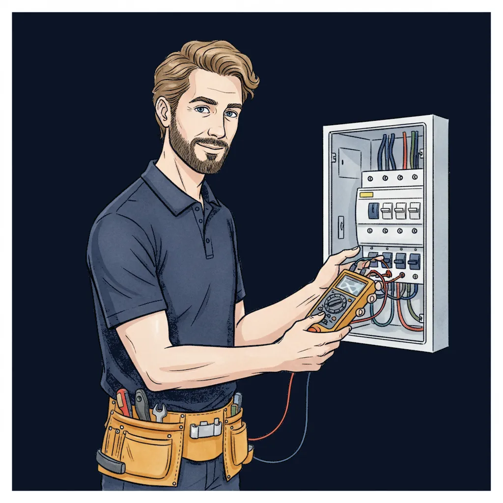 Electrician performing an EICR inspection with a multifunction tester