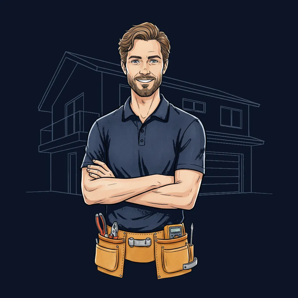 Sparcford electrician standing confidently with tool belt